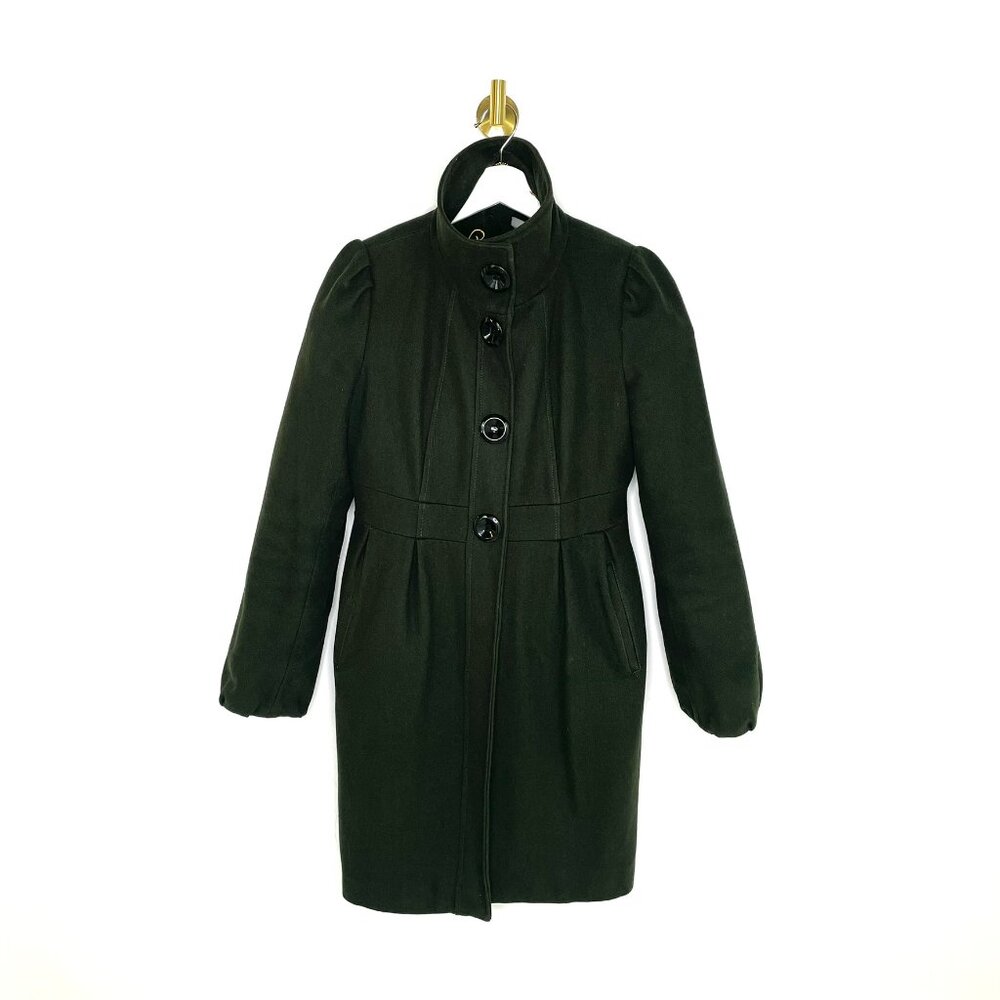 Coat | Guess Princess Wool Peacoat Hunter Green | Feminine Classic Old Money | M - Picture 3 of 16